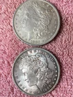 MORGAN SILVER DOLLAR COINS LOT OF 2 AU./DETAILS  NICE COINS  PRE. 1921  LOT # 27