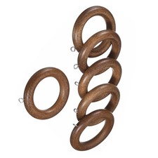 6X 2.75" Wooden Curtain Drapery Rings Hook for Curtain Drapery Rod, Walnut