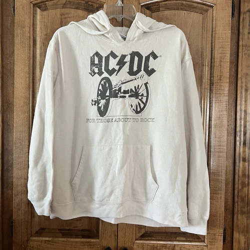 OFF WHITE AC DC For These About To Rock Felpa con cappuccio unisex avorio taglia Junior XLarge
