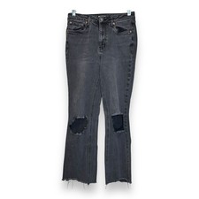 Avec Les Filles Cropped Straight Leg Jeans Women’s 27 Black Distressed High Rise