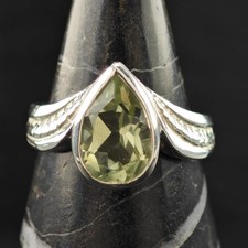 Teardrop Prasiolite Ring Sterling Silver Size 7 1/4