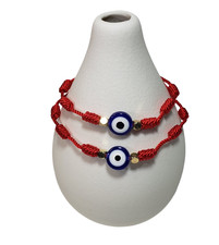 SET of 2 DOUBLE PROTECTION EVIL EYE Red String Bracelet PROTECTION