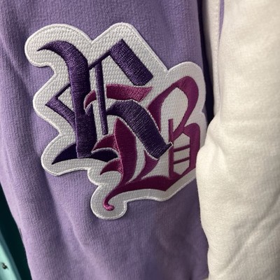 R800 Varsity Jacket Men Women Purple and Light Blue Size L