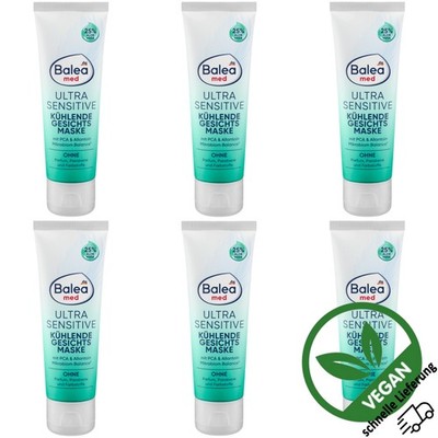6 x 50 ml | Balea Med Gesichtsmaske kühlend ultra sensitive ohne Parfüm Vegan