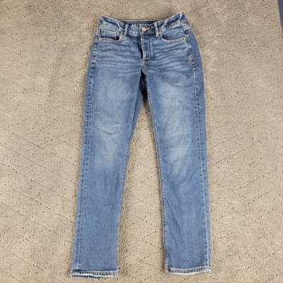 American Eagle Jeans Womens 00 Blue Tomgirl Button Fly Mid Rise Stretch Denim