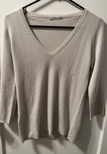 Prada Women’s Size 46 (10) Cashmere Silk Light Beige 3/4 Sleeve Top - Picture 1 of 9