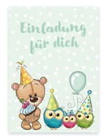 12 StüCk Premium Karte Geburtstagseinladung + Naturumschlag (Klappkarte)