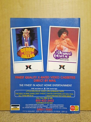 1980 Debbie Does Dallas & Inside Desiree Cousteau Movie Magazine Ad Bambi Woods