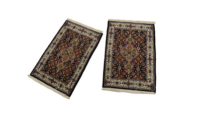 2 x Handgeknüpfter Orientteppich Moud   Auto Fußmatten( 60 X 40 CM)   Neu Top