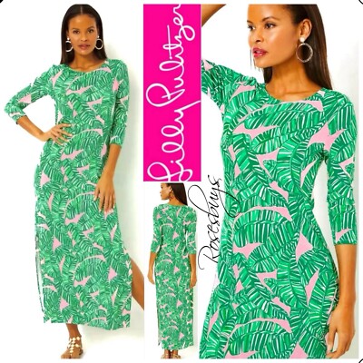 NWT $228 Lilly Pulitzer Morgann Maxi LRG,XL in Lets Go Bananas Conch Shell  Pink | eBay