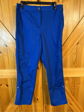 Chico's Crop Pants Women Size Small Blue Stretch Cargo Pockets Athleisure (0276)