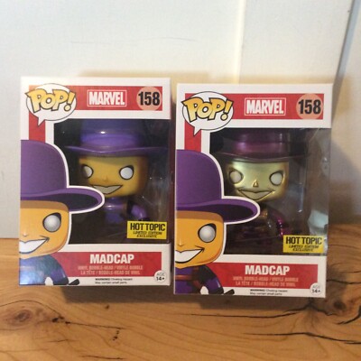 Funko Pop Mad cap mettaliic marvel #158 chase & Mad cap #158 hot topic Exclusive