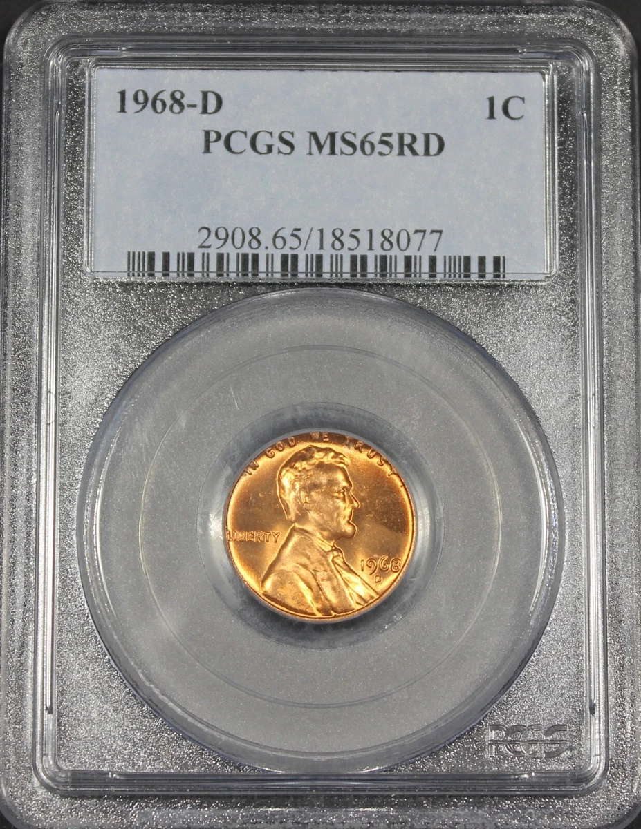 MS 65 Graded 1968 Lincoln Memorial Small Cents (1959-2008) for