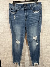 Judy Blue Jeans Straight Fit Womens Size 18W Distressed Denim Stretch