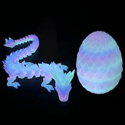3D gedruckter Drache im Ei Kristalldrache vollgelenkter Drache bunt Deko