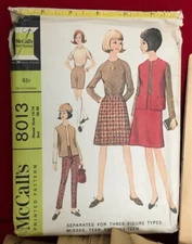 1965 McCALLS 8013 SEPARATES MISSES TEEN  Pre-Teen Sizes 16-18 Bust 36-38
