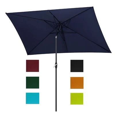 Sekey 200×300 cm Alu Sonnenschirm Rechteckig Marktschirm Gartenschirm mit Kurbel