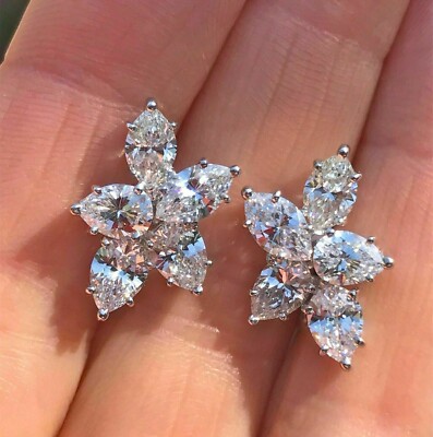 Pear & Cut Marquise Certified Lab Grown/CVD Diamond Earrings 14kt White Gold