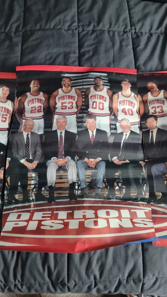 Vintage Detroit Pistons 89-90 Mcdonald's 2-sided Poster Set of 3 NBA Bad Boys  - Image 2 of 4