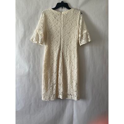 shoshanna floral lace dress Shoshanna Black Lace V Neck Wrap Neckline Floral Embroidery Mid Sleeve –  Pluspreorder main image 0