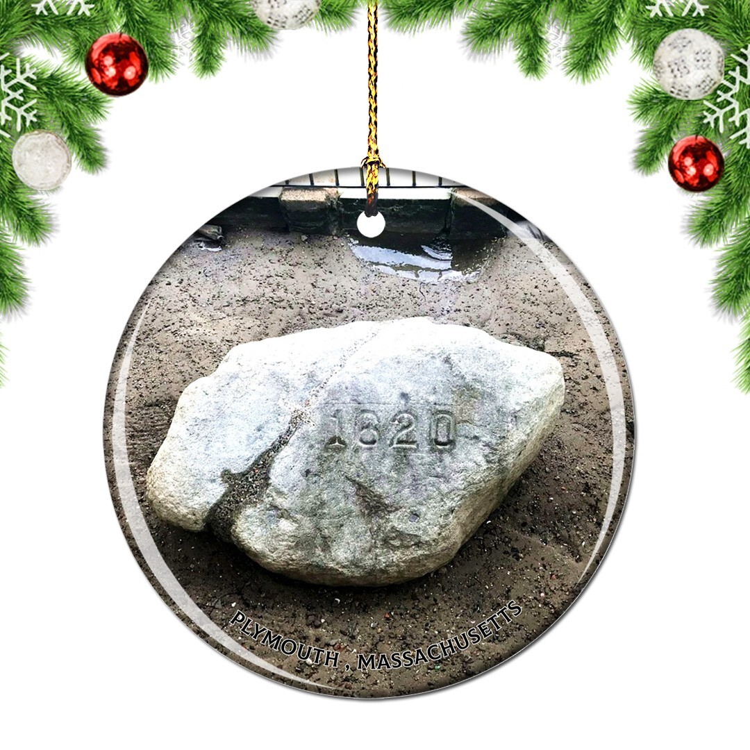 Massachusetts Plymouth Rock 1620 USA Christmas Ornament for City Travel Souvenir and Keepsake