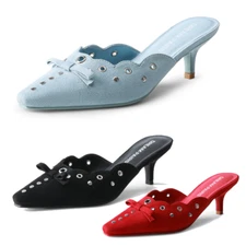 Women Slip On Pump Shoes Low Kitten Heel Square Toe Casual Dress Shoes