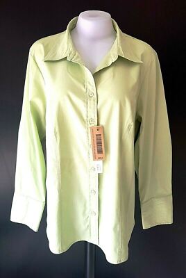 Lane Bryant Damen grün Stretch SHIRT BLUSE TOP - L - Größe 18 - *DEFEKT*
