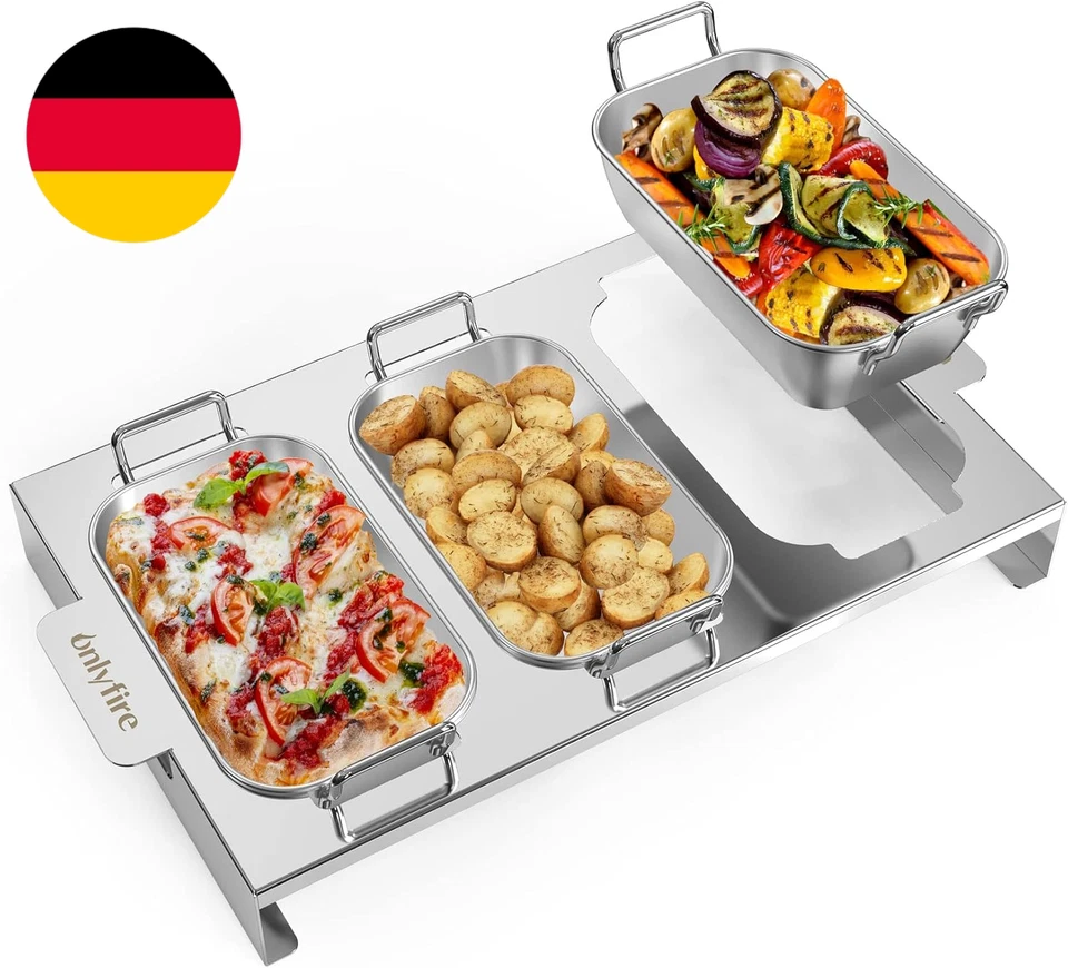 ONLYFIRE 3Er Set Grillpfännchen Für Gasgrill, Edelstahl BBQ Grillschalen Mit Griff Und St