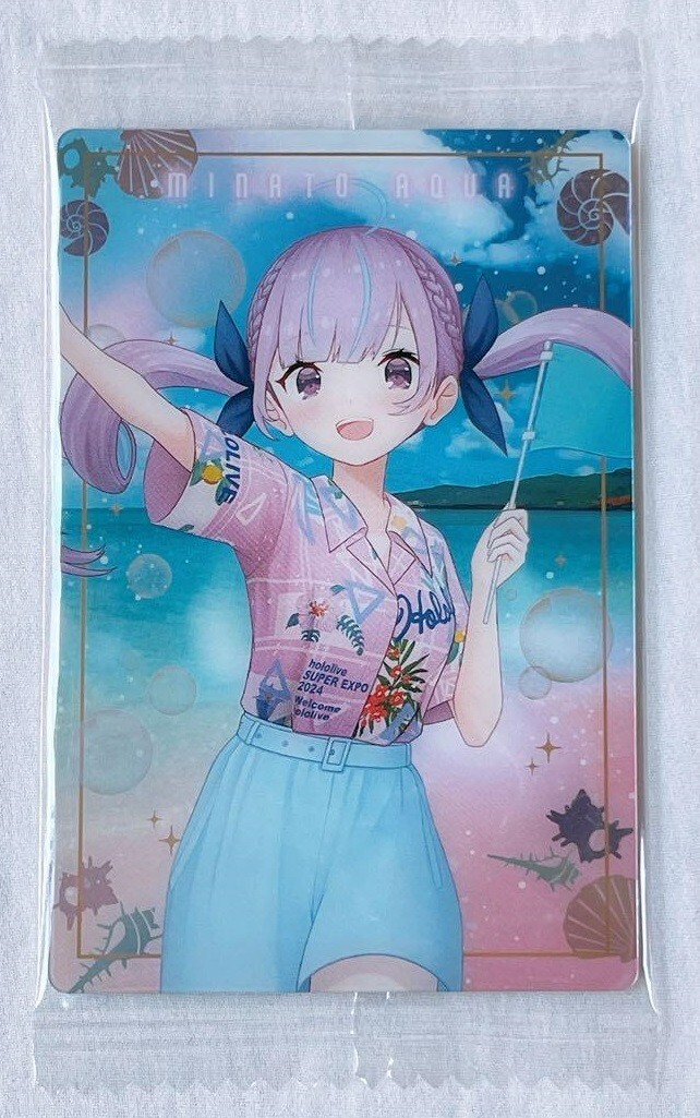 ホロライブ エキスポ 2024 応援デラックスプラン 限定カード 湊あくあ Minato Aqua Wafer hololive Super Expo 2024 vol.2 Metallic