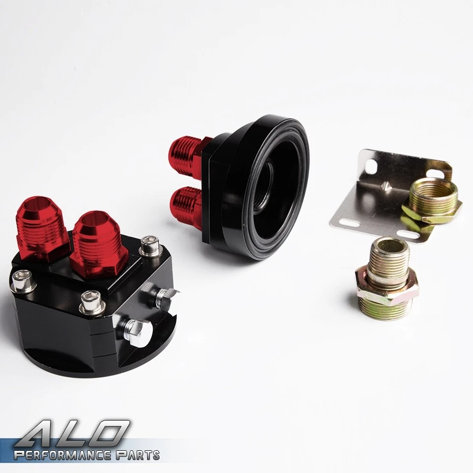 Kit de reubicación adaptador filtro enfriador de aceite de motor de aluminio universal 25 filas 10AN Foto 4 de 4