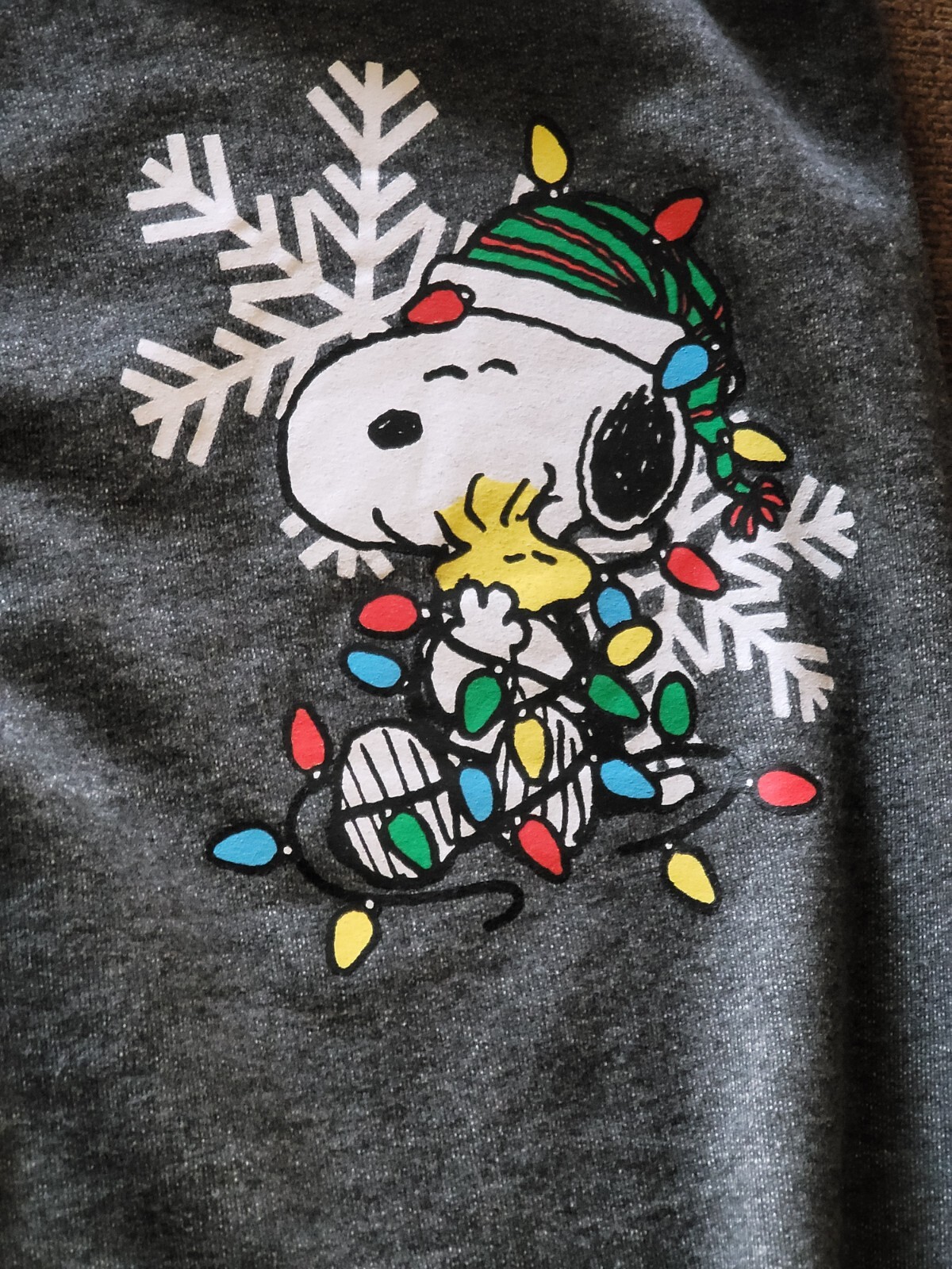 Peanuts Worldwide Snoopy Christmas Lights Gray Sweatp… Gem