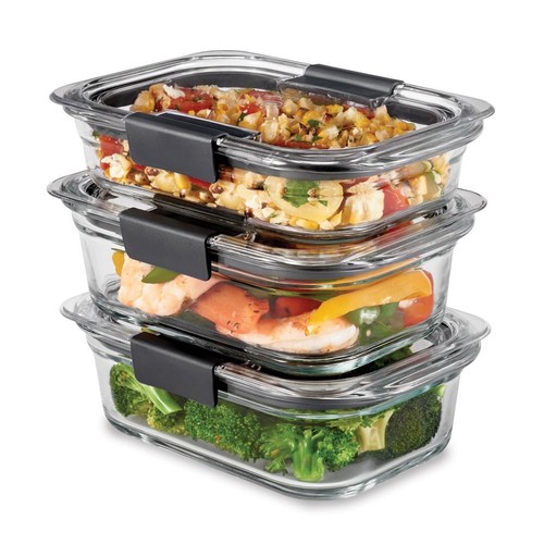 Rubbermaid 6pc (set of 3) Brilliance Glass Food Storage Containers eBay