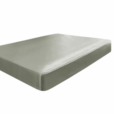Spannbettlaken Satin Seide mit tiefer Tasche Ultra Luxus Glatt Twin Grau