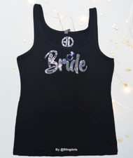 BRIDE Bling Shirt Sequin Glitter Tank Top bridal No rhinestones Sparkly tee