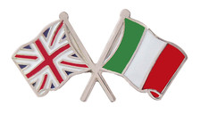 Italy Flag & United Kingdom Flag Friendship Courtesy Pin Badge