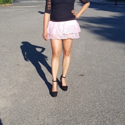 Short Sheer Mini Skirt Women's Ladies Lace Mesh Pink Tiered Tutu