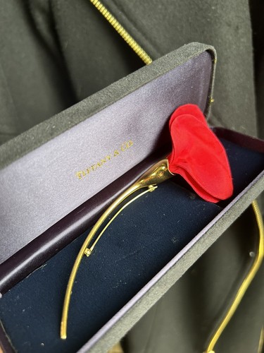Tiffany & Co 18K Gold Elsa Peretti Amapola Red Poppy Silk Brooch Pin MSRP $7100