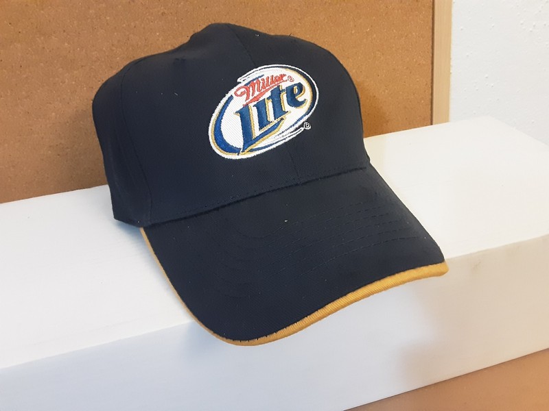 NEW Miller Lite Beer Embroidered Logo Navy & Gold Baseball Hat Cap Sport Racing 