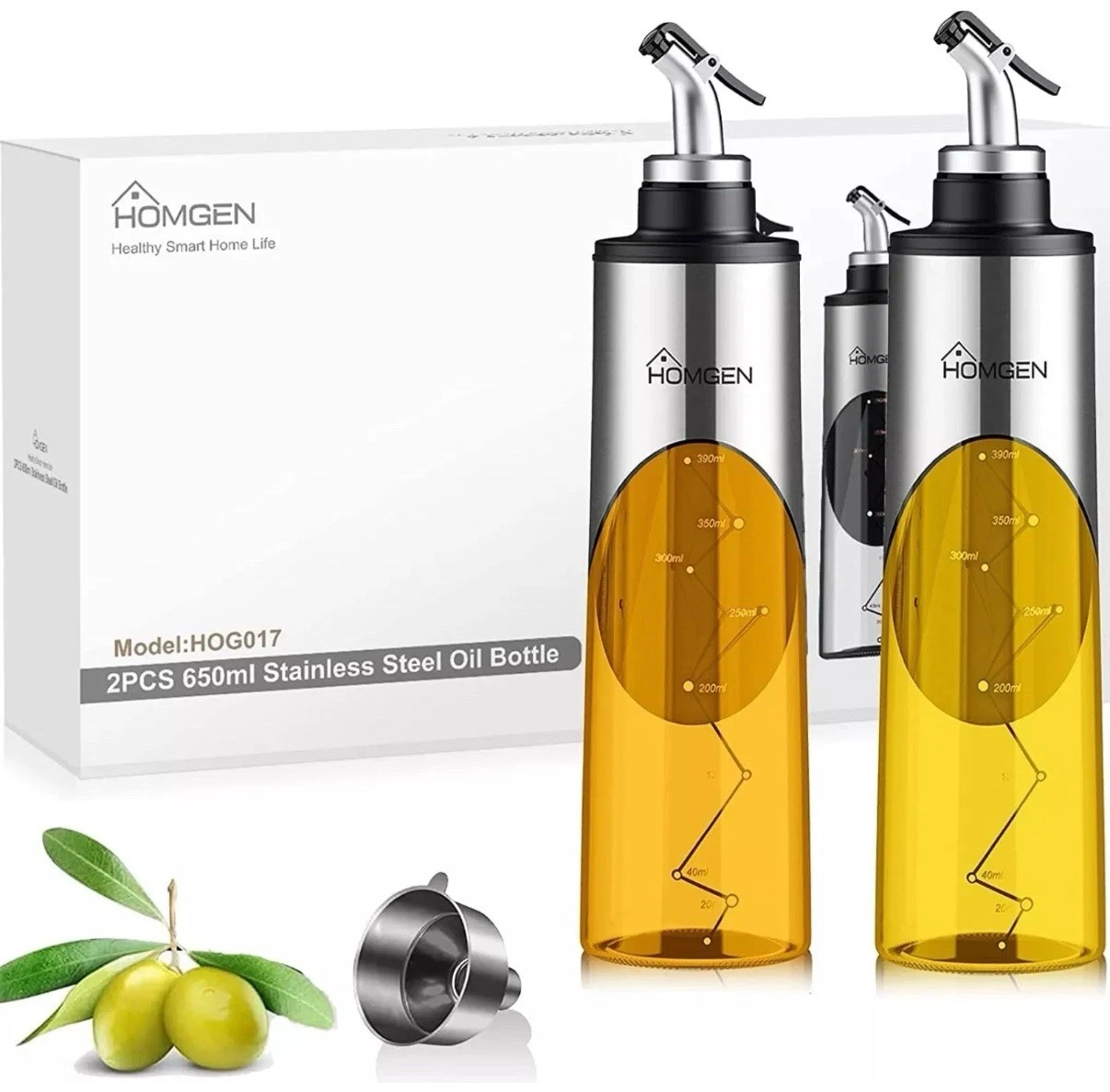 2Pack Oil Dispenser Bottles for Kitchen 650ml/22 oz Olive Oil Dispenser