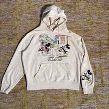 Disney Mickey Minnie Mouse Hoodie Cream Vintage Graphic Sweatshirt