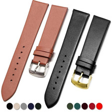 Genuine Calf Leather Watch Strap 12-22mm Premium Band w/ Stainless Steel Buckle