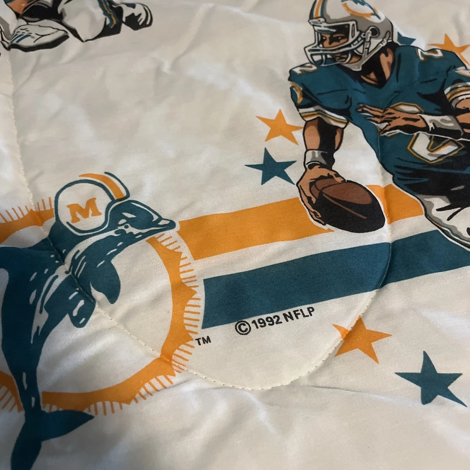 Cubierta de manta de los delfines de Miami de los años 90 de colección doble insignia NFL fútbol Foto 3 de 3