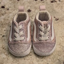NEW Vans Infant Glitter Old Skool Shoes Pink Sparkle Baby Sneakers Size 1