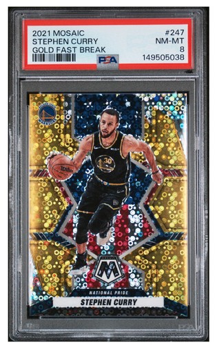 2021 Panini Mosaic Stephen Curry Gold Fast Break Prizm /10 #247 PSA 8 Warriors