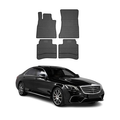 OMAC Gummi Fußmatten für Mercedes S Klasse W222 SD 2013-2020 Matten Schwarz 4x