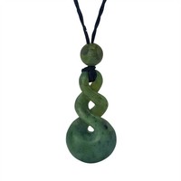 81Stgeneration Geschnitzte Nephrit Jade Maori Doppel Pikorua AnhäNger Halskette
