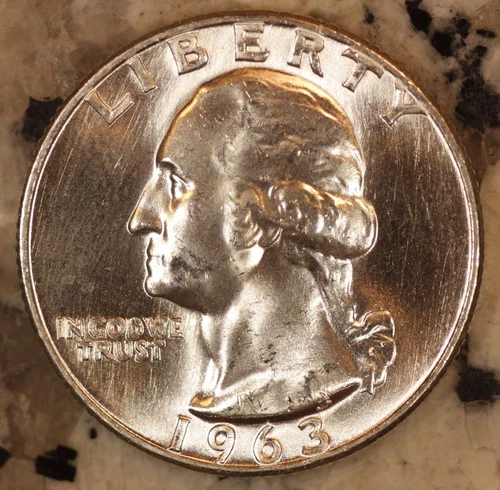 1963 D Silver Washington Quarter CHOICE BU STK (1 Coin) From OBW Rolls