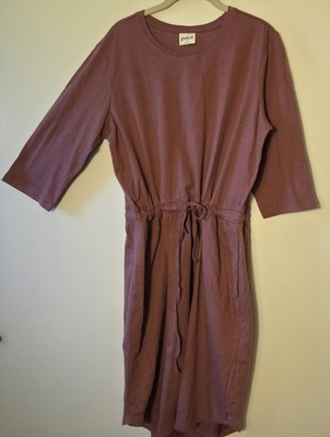 New Pact Organic Cotton Slub Mid Length With Tie Waist Womens L Muave W Pockets