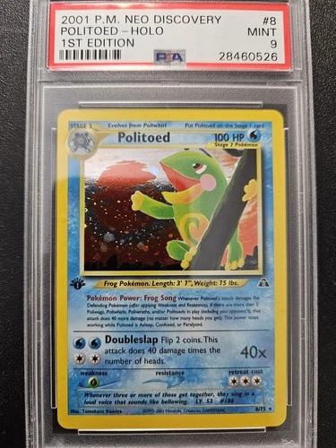 Pokemon PSA 9 1st Edition Neo Discovery Politoed Holo Rare 8/75 MINT