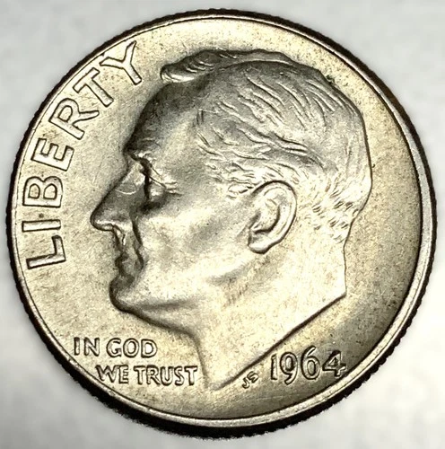 1964-D Roosevelt Dime - Circulated Condition - 90% Silver - US Coin - 3148
